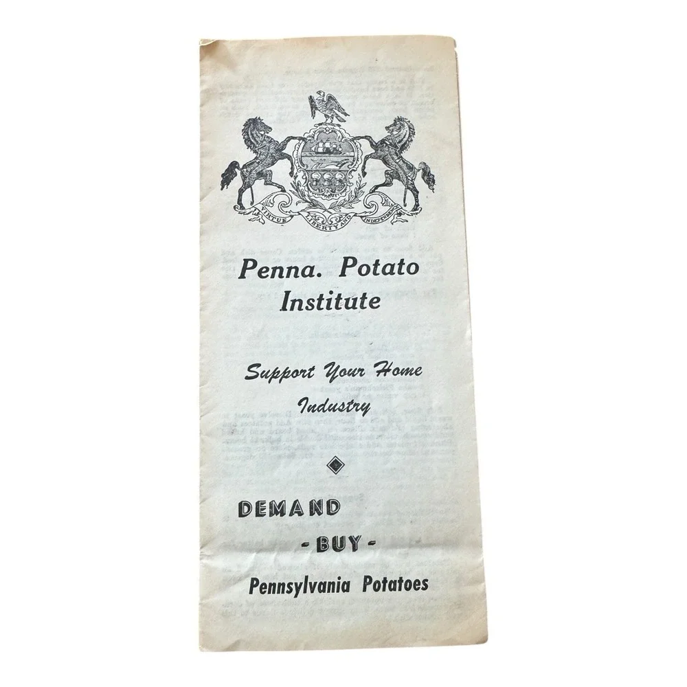 Pennsylvania Potato Institute 1950s Potato Recipe And‎ Informational Pamphlet